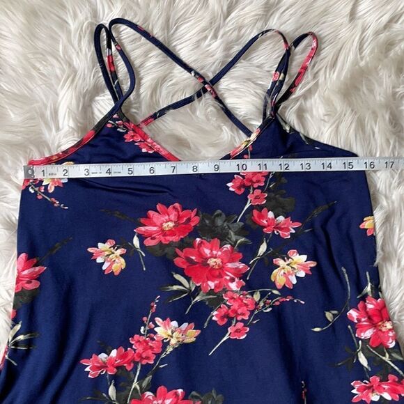 Papermoom Deep Blue Floral Lightweight Tank Top w/Strappy Back (Size: XS) - Picture 9 of 16